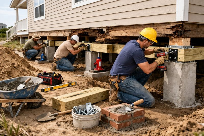 Our team working on Foundation Repair projects in Richmond, TX