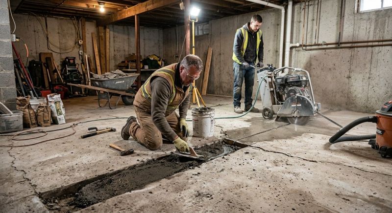 Cracked Basement Floor Repair in Richmond, TX